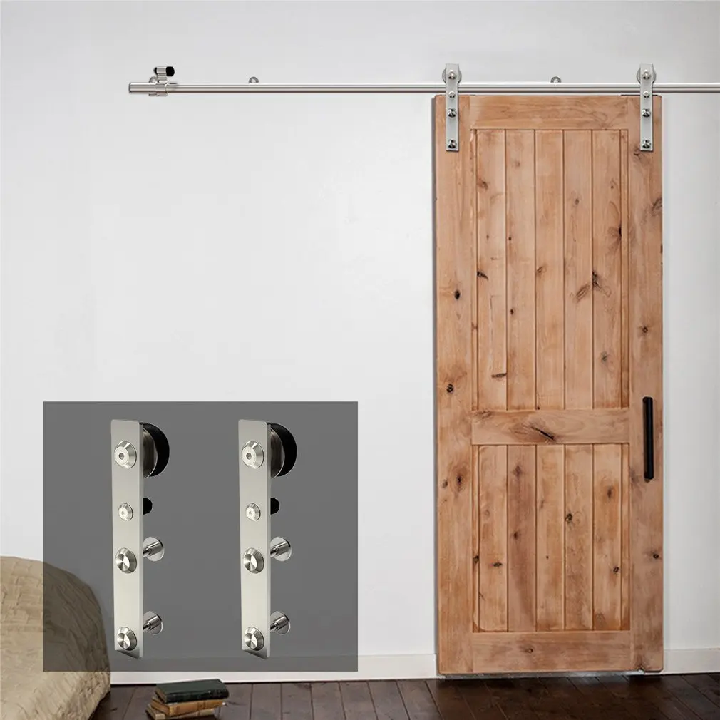 Imagem -03 - Lwzh Deslizante Barn Door Hardware Rollers Conjunto para Única Porta Hardware Acessórios Loft Door Only Rollers Aço Inoxidável