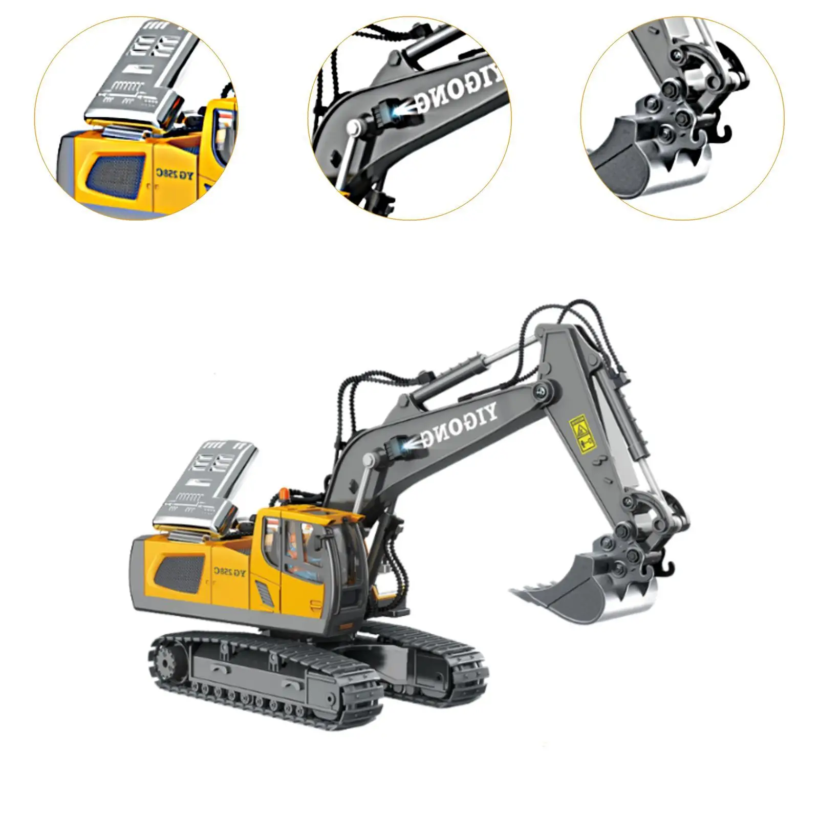 RC Excavator Toy 1/20 2.4G Gift Construction Toy for 3 4 5 6+ Year Old Boys