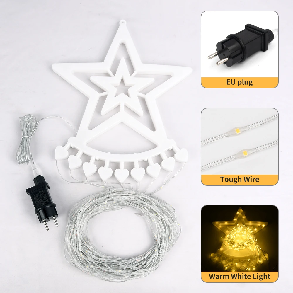 Fairy Lights Outdoor Christmas Tree Lights With Stars 350 LEDs Warm White Christmas Lighting IP44 With 8 Light Modes For Holiday