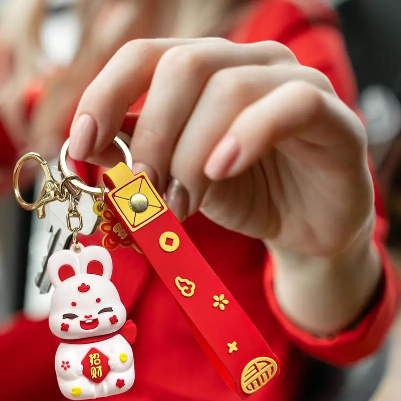 Chinese New Year Keychain 2023 Cute Rabbit Keychains Bunny Hanging Accessories Decors Chinese Zodiac Animals Key Chain