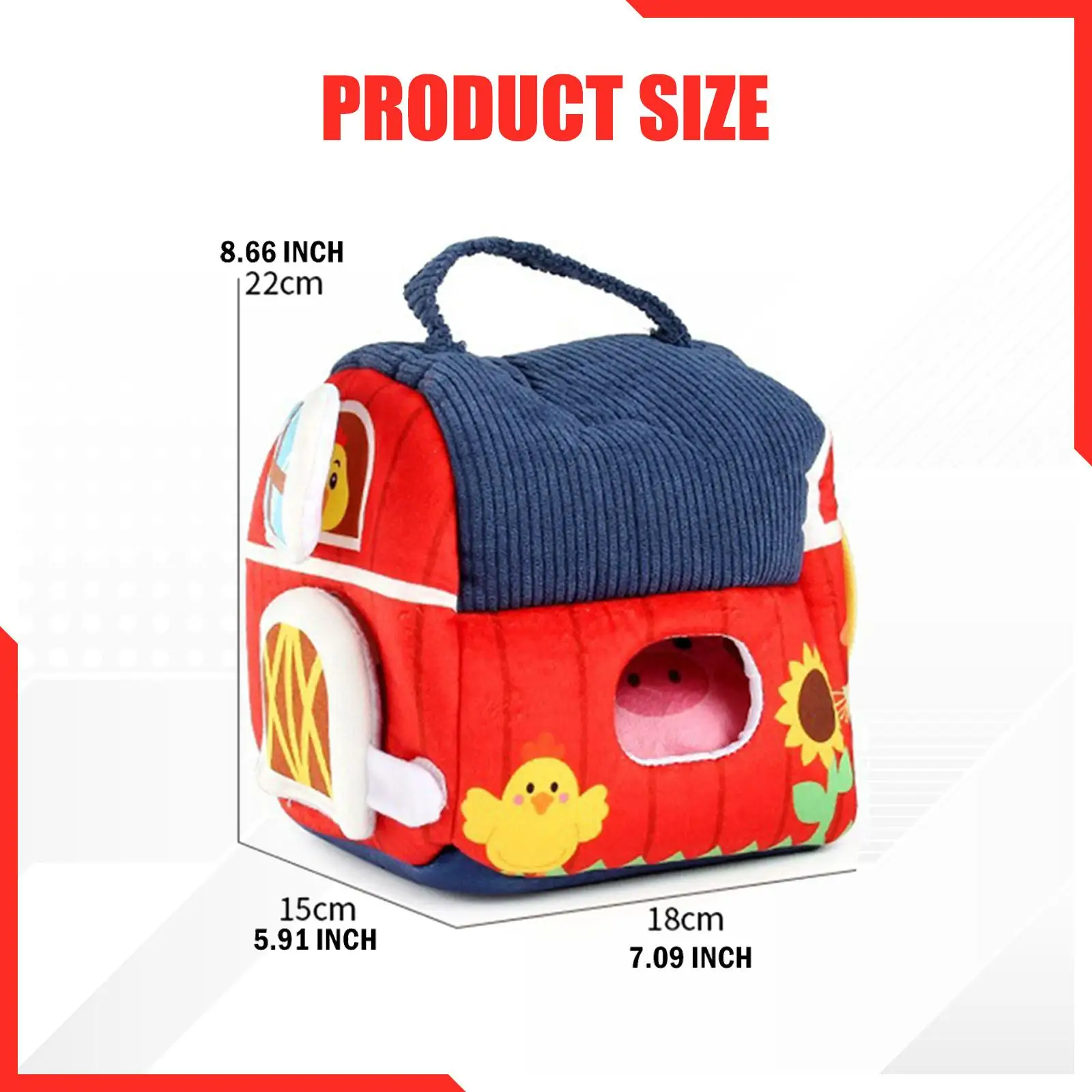 حيوانات المزرعة القطيفة، حيوانات محشوة للأطفال الصغار في مرحلة ما قبل المدرسة من عمر 0 إلى 3 6 9 أشهر