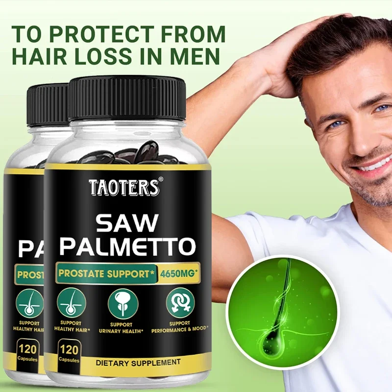 DHT Blocker Saw Palmetto suplemento para hombres y mujeres, ayuda a restaurar la pérdida de cabello, el equilibrio bacterial, la salud urinaria y de la próstata