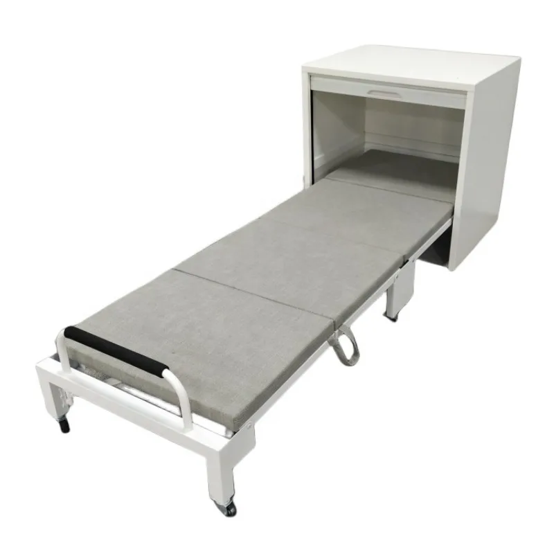 Office Invisible Metal Folding Single Bed with Desk Portable Hospital Retractable Accompanying Bed Hidden Guest Bed