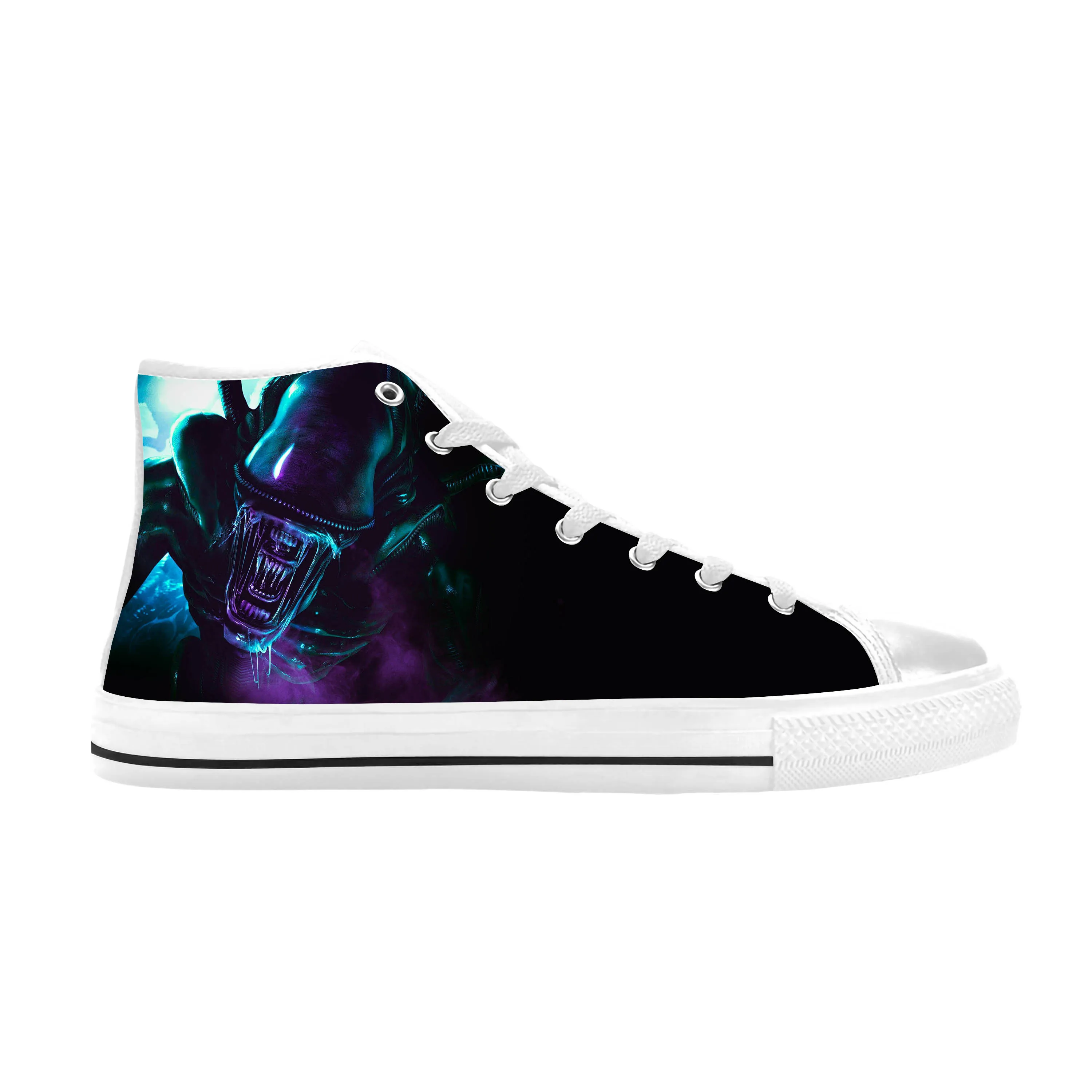 Hot Xenomorph Alien Horror Scary Gothic Halloween Casual Cloth Shoes High Top Comfortable Breathable 3D Print Men Women Sneakers