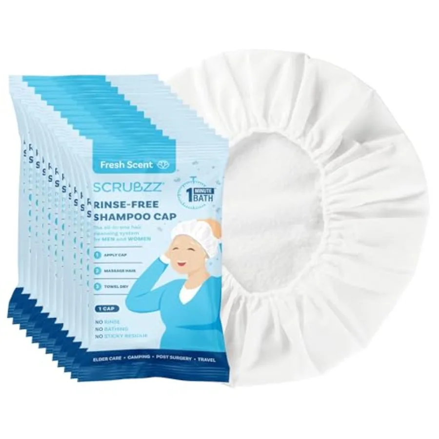 

Scrubzz Shampoo Caps No Rinse for Elderly and Bedridden Patients Rinse Free Shampoo Caps for Post Surgery and Hospital Stays Wa