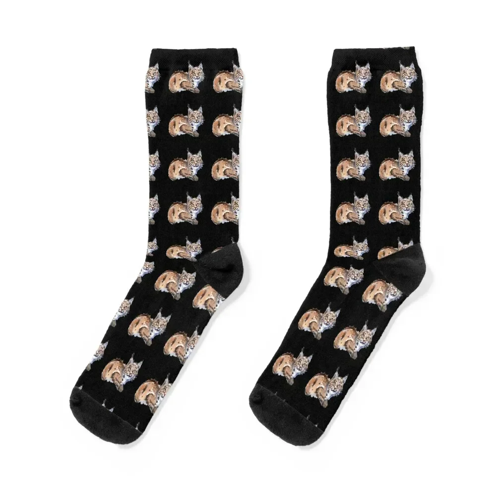 

Colorful Watercolor Bobcat Socks Toe sports Climbing christmass gift man Women's Socks Men's