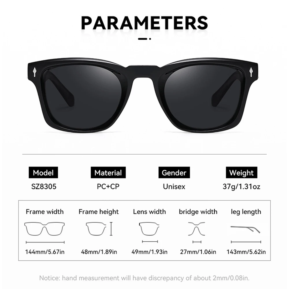 DDDLONG Retro Fashion Square Polarized Sunglasses Women Men Sun Glasses Classic Vintage UV400 Outdoor Shades D533