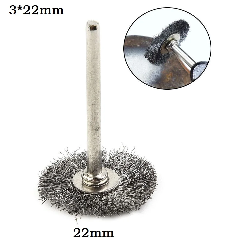 Imagem -02 - Substituição da Haste das Escovas 22 mm da Roda do Fio do Aço dos Peças Escova de Polimento mm para a Broca Elétrica Moedor Ferramentas Giratórias Acessórios 20 Peças de