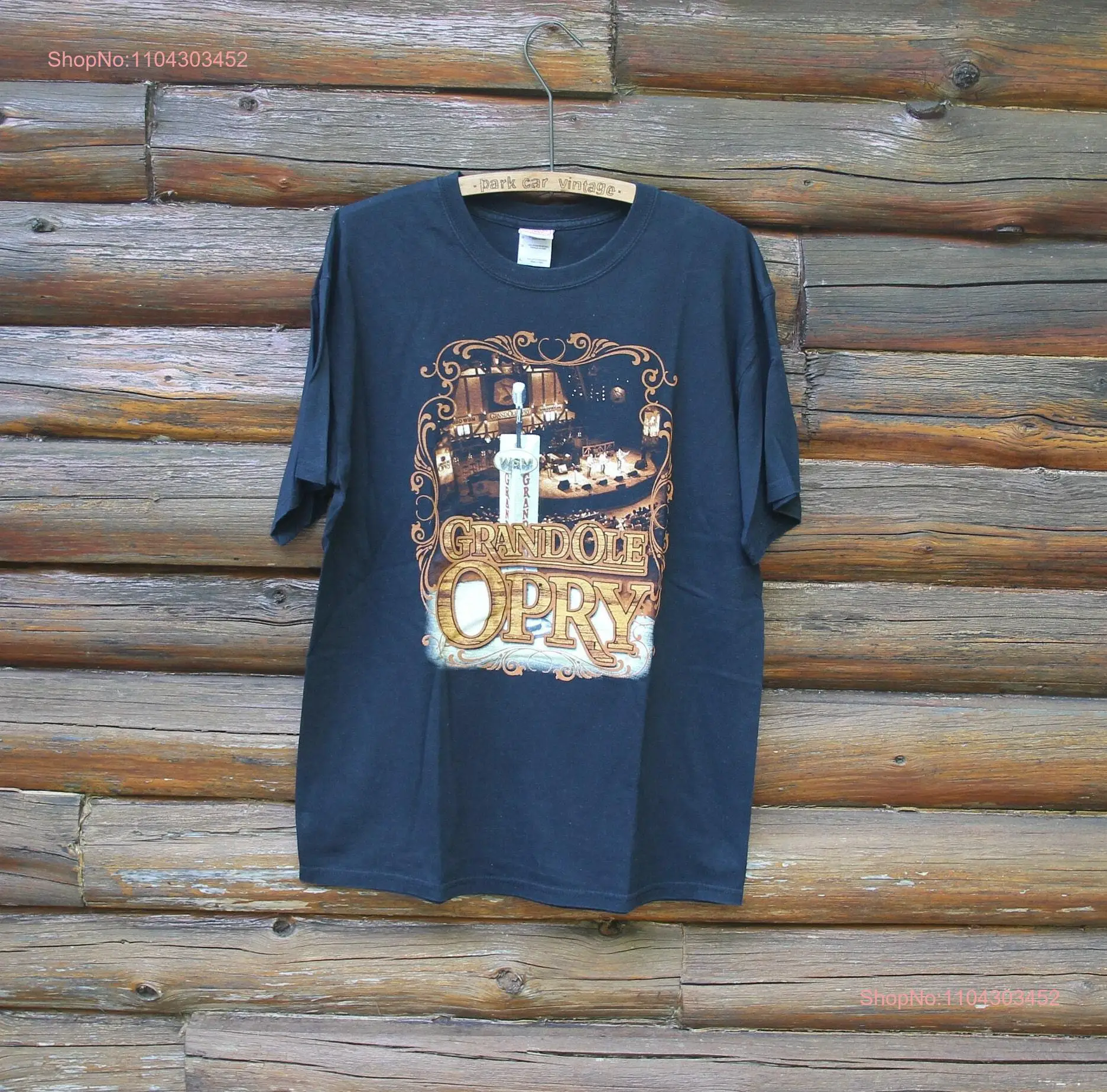 Vintage Grand Ole Opry Black T Shirt With Performers List On Back Adult Size Large long or short sleeves