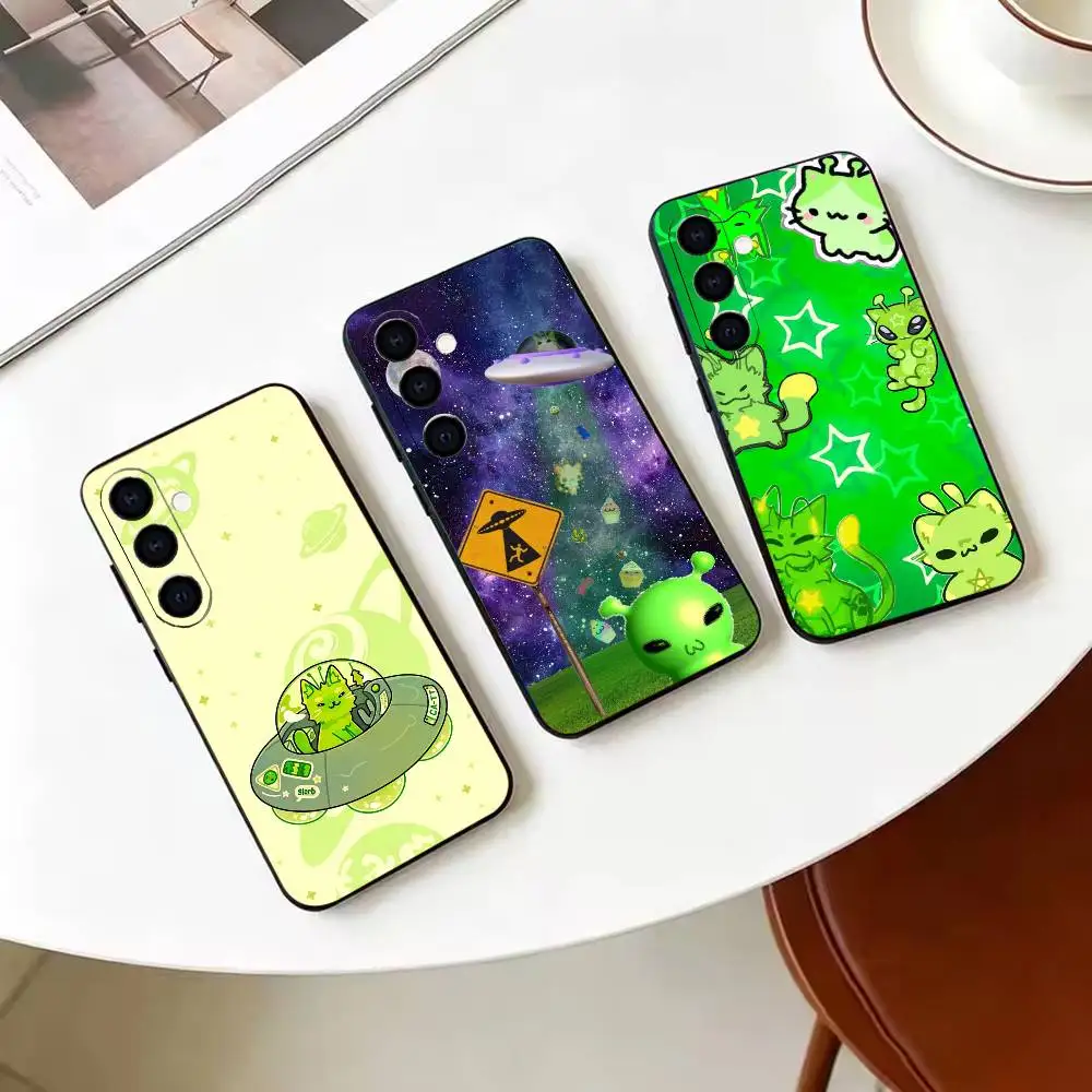 Alien Cat Green Funny Gnarpy Meme  Phone Case For Samsung Galaxy A73,A72,A71,A70,A53,A52,A51,Others Soft Black Cover