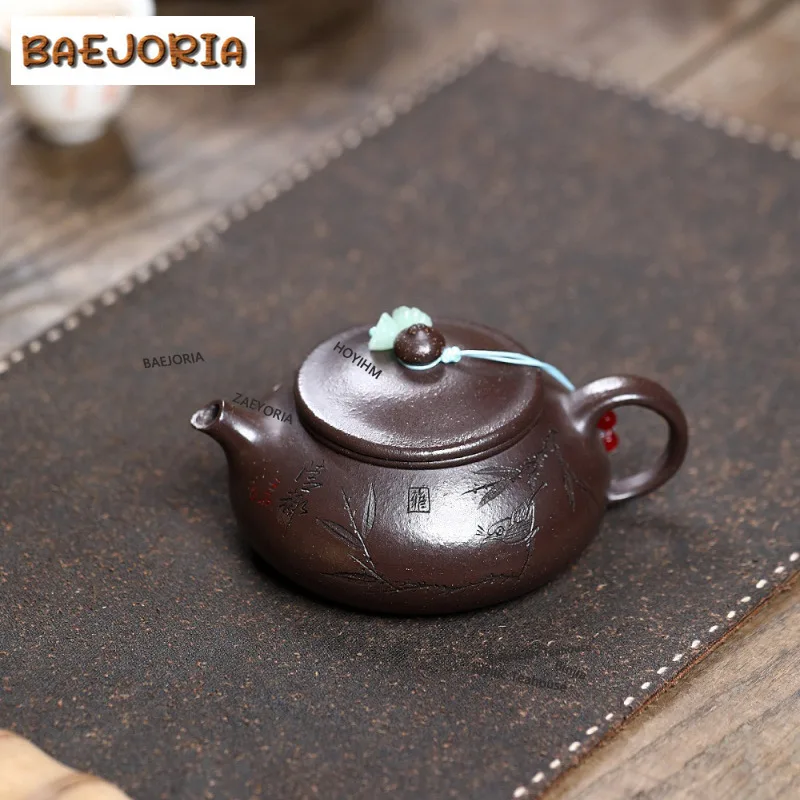 BAEJORIA 210ml Luxury Yixing Purple Clay Teapot Handmade Han Jiang Pot Raw Ore Purple Jade Gold Sand Kettle Zisha Teaset Cha