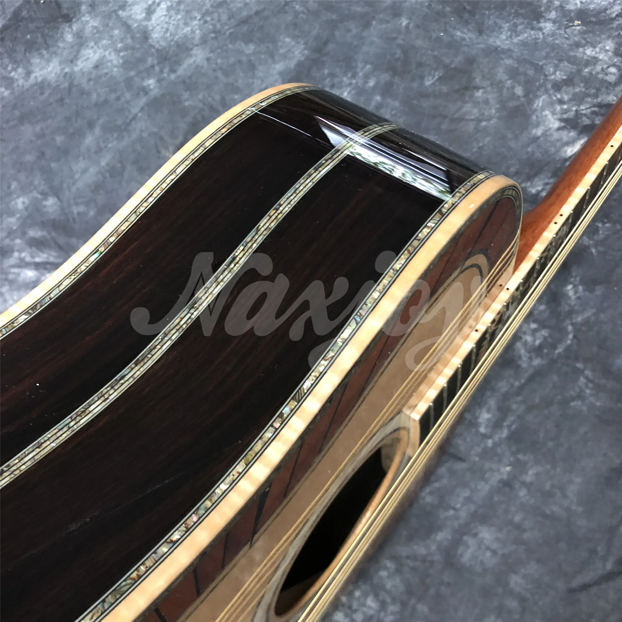 All Solid Wood D Type 200 Model Yellow Spruce Rosewood Acoustic Guitar Abalone Inlays Ebony Fingerboard Electric Guitarra