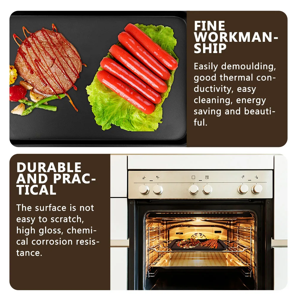 

2Pcs Rectangular Cake Pan Nonstick Baking Tray Multi-Function Stainless Steel Heat Resistant Kitchen Cookware