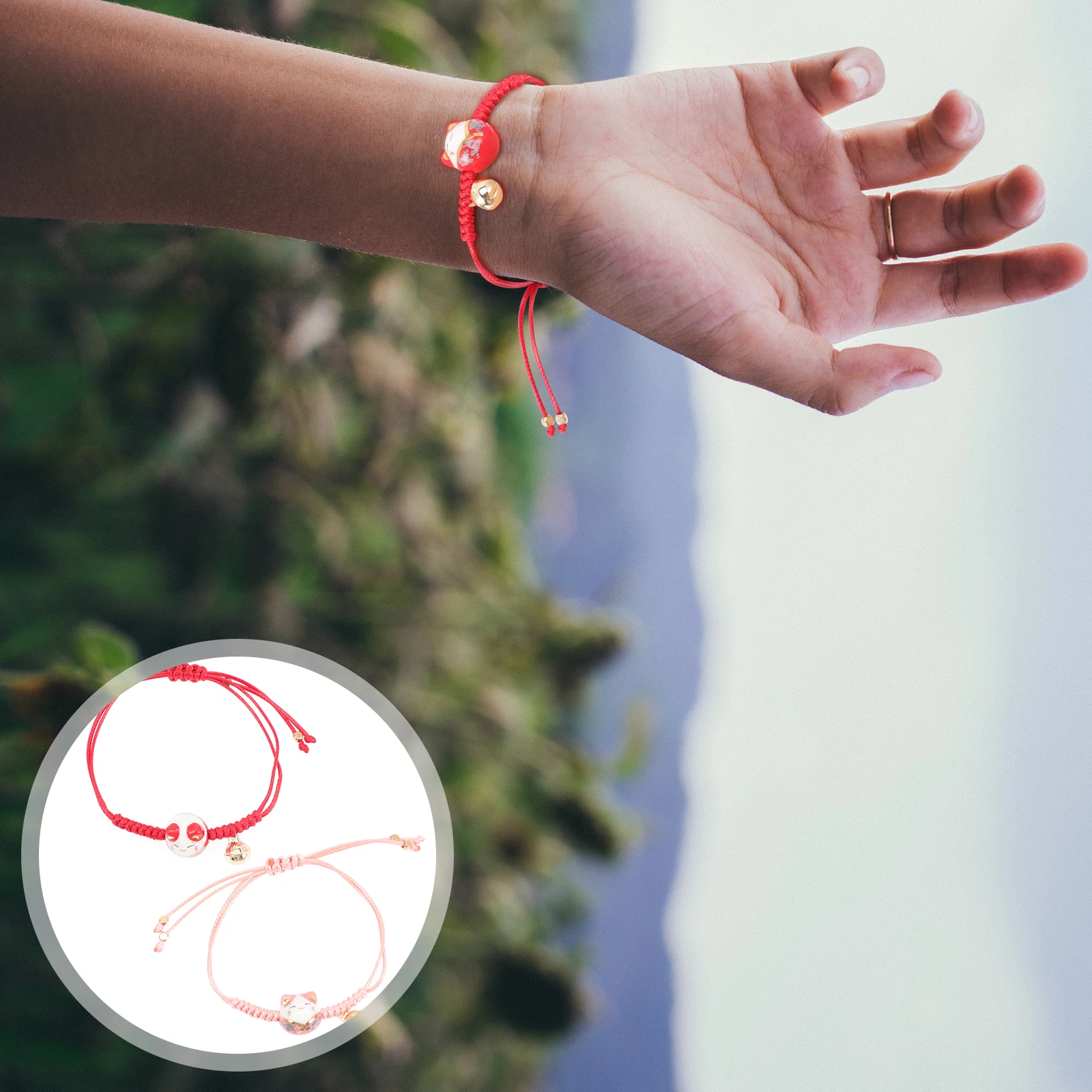 Bracciale da 2 pezzi per donna Corda intrecciata intrecciata cinese Fascino dell'amicizia Accessorio di moda durevole Polso da indossare ogni giorno