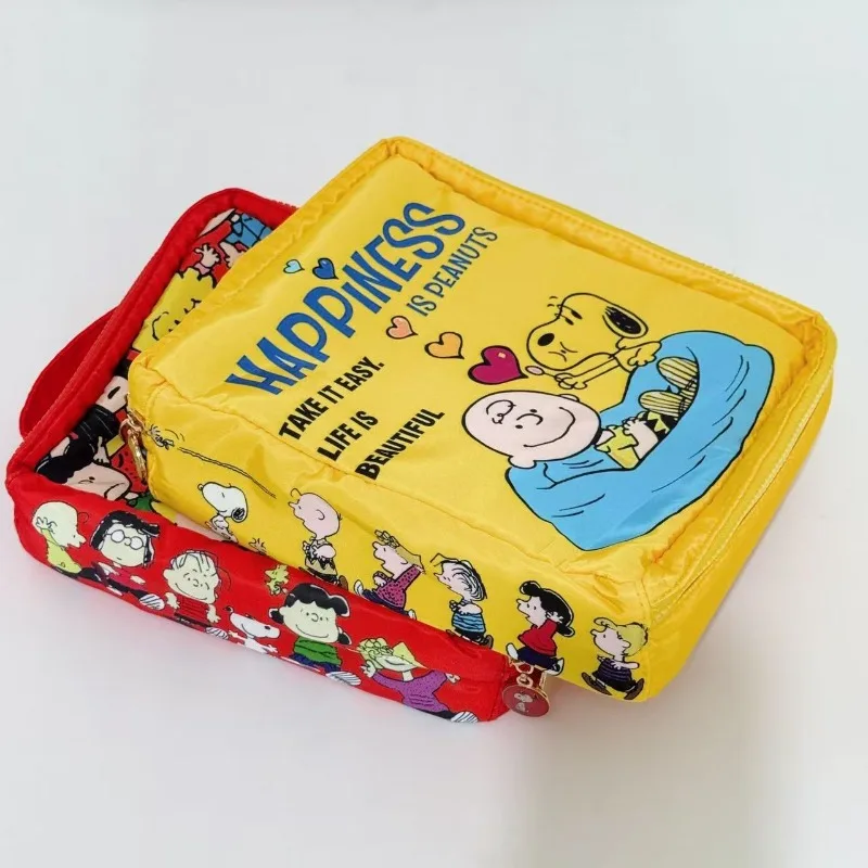 2026 New Snoopy Kawaii Makeup and Grooming Bag Cartoon Large Capacity Multi-layer Folding Storage Bag Couple Holiday Gift