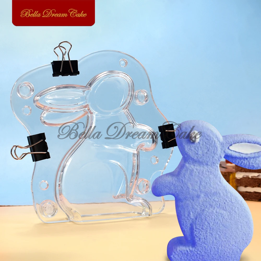 2pcs/set 3D Easter Bunny Design Plastic Chocolate Mold Rabbit Mousse Mould DIY Candle Plaster Model Cake Tools Kitchen Bakeware