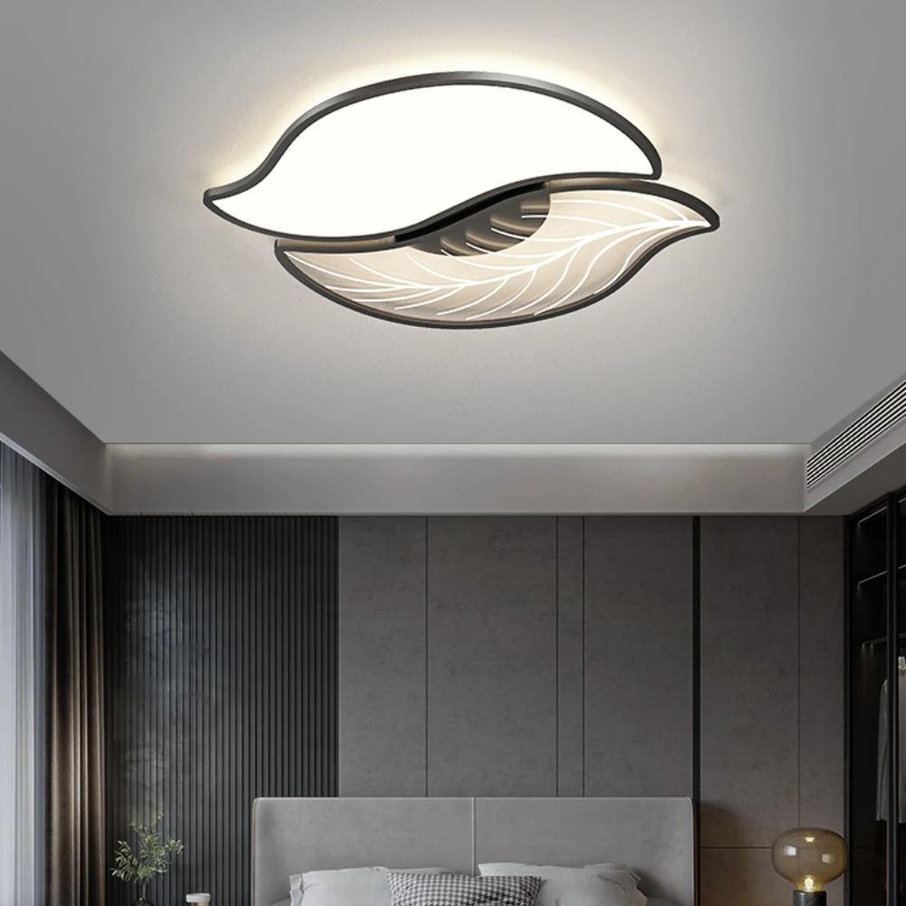 Bedroom Ceiling Lamp Modern Minimalist Nordic Creative Leaves Cozy Room Lighting Light Luxury Trending Unique Study Lamp