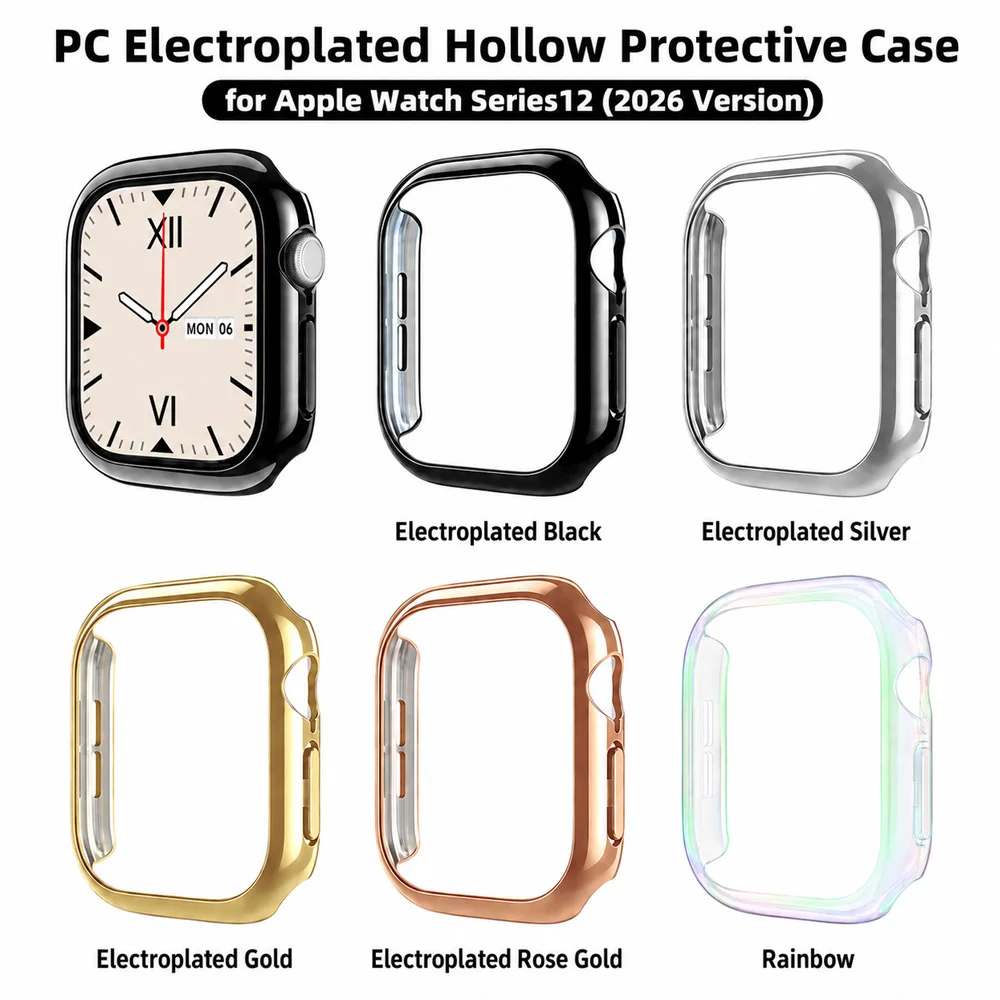 PC Electroplating Case for Apple Watch 12 46mm 42mm Hard Bumper Frame Protector Cover for Iwatch Series 12 46mm 42mm Accessories
