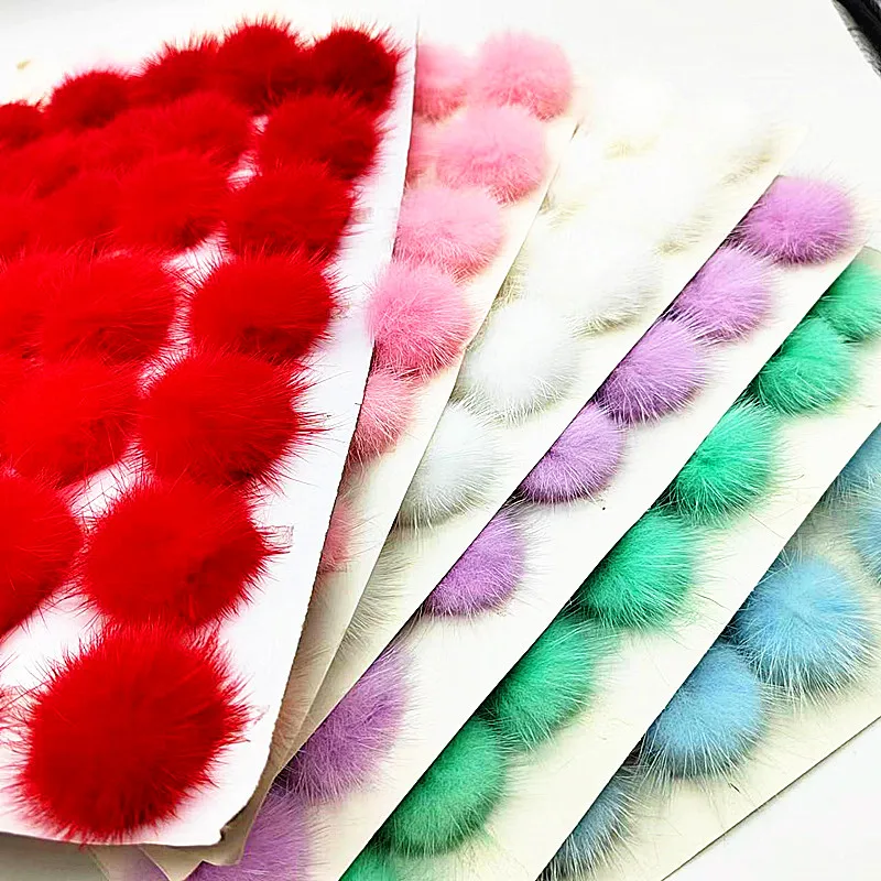 40mm Mink Pompon Fur Balls Pompoms 4cm for Ring Key Chain Shoes Hats Bags Fluffy Pom Pon DIY Hand Ornaments Crafts Accessories