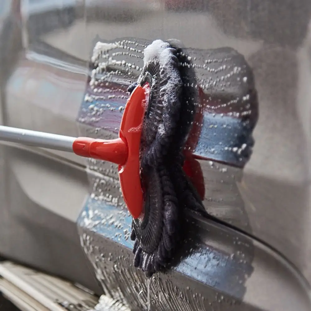 Vadrouille de lave-auto à double tête de brosse, manche long télescopique à trois sections, brosse de livres de voiture, rotation flexible à 360 °, super absorbante