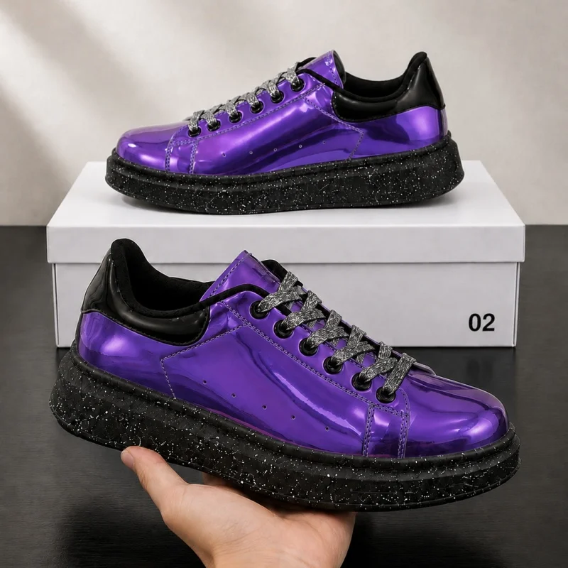 Cold bonded mirror glitter punk trendy shoes for men's casual board shoes in all seasons