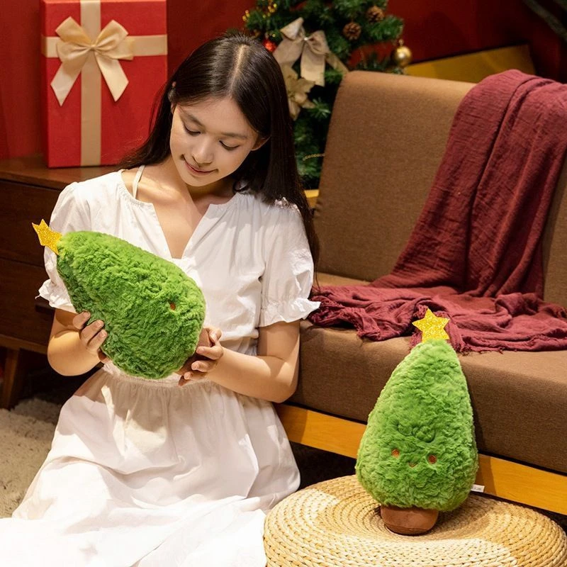 35cm Cute Little Christmas Tree Plush Toy Cartoon Little Pine Tree Christmas Decoration Plant Doll A Birthday and Christmas