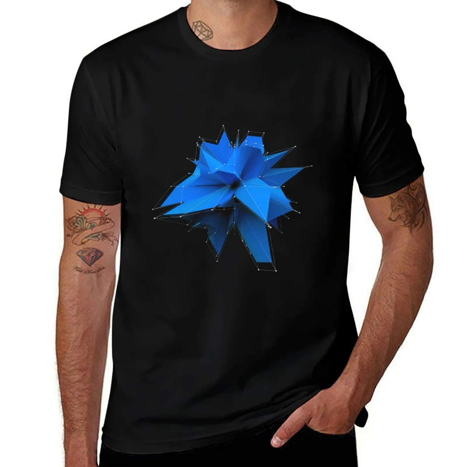 Blue Polygon T-Shirt Casual All Match Tee Shirt for Men T-Shirt