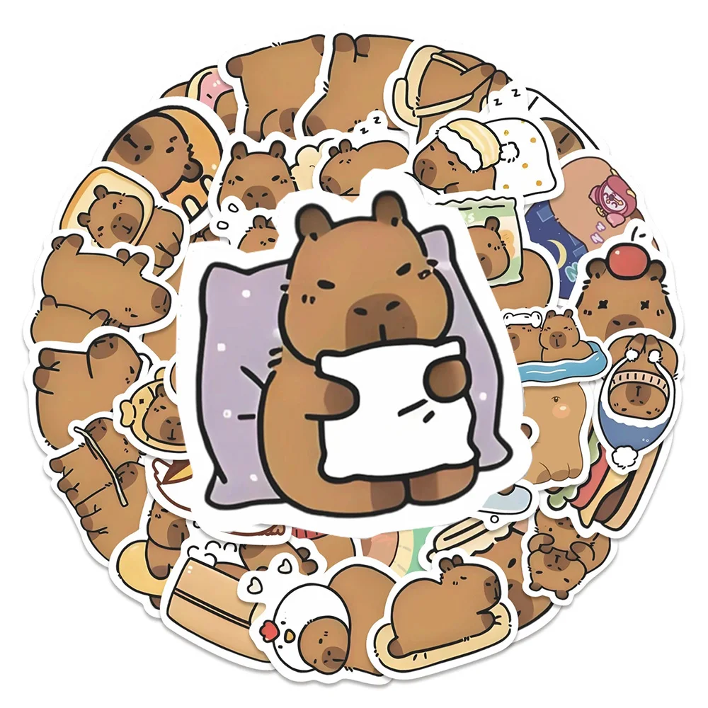 

10/30/54pcs Cartoon Cute Capybara Creative Stickers Waterproof Graffiti Notebook Stationery Bike Laptop Funny Animal Sticker Toy