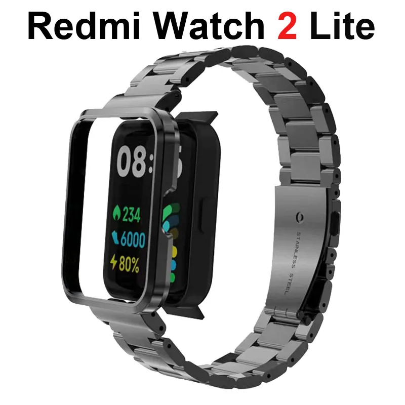 Pulseira de aço inoxidável para relógio Xiaomi Redmi, cinta ativa, 2 Lite Pulseira, Mi Watch Lite, Milanese, 4 3