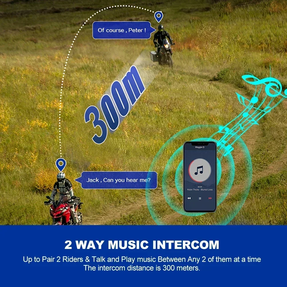 Y20 MAX Motorcycle Helmet Bluetooth Headset Intercom With Mixing V5.3 IPX6 Waterproof RGB Colorful Light Effect 1000mAh Battery image 5