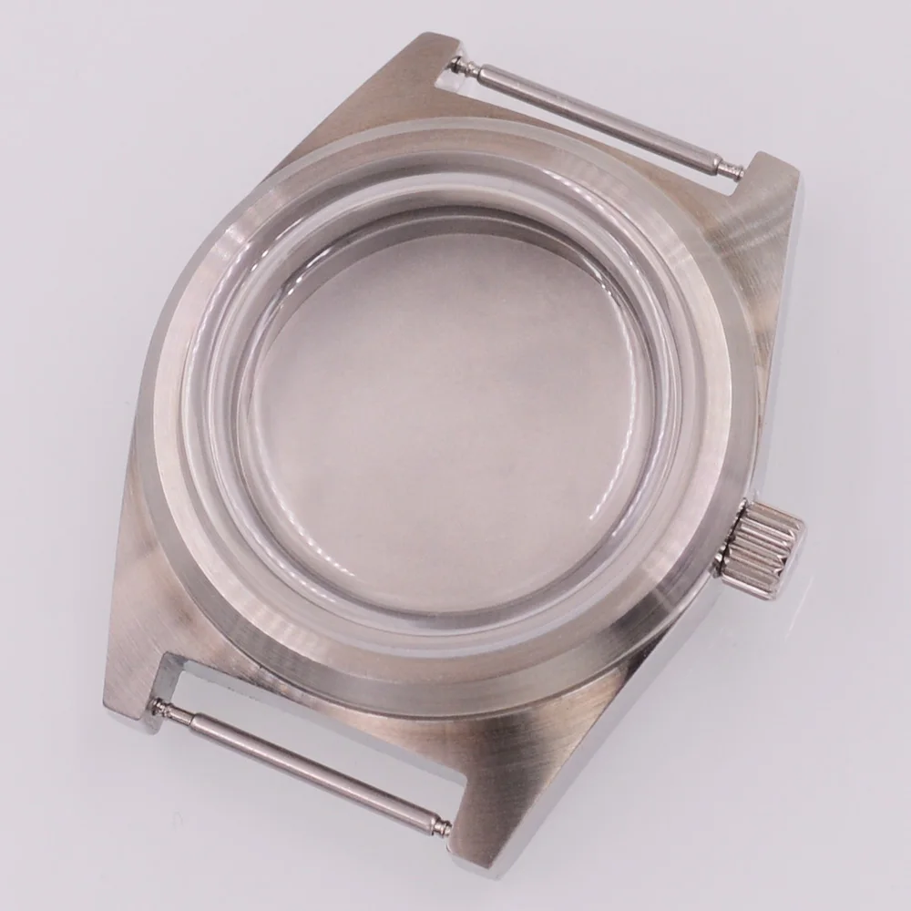 

38mm Stainless steel case Arched Glass Watch Case FIT NH35 NH36 PT5000 ETA2824 ST2130 Movement Silver