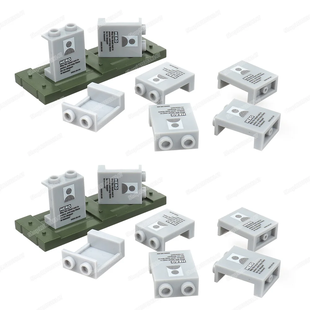 Tombstone Light Gray Avatar Pattern 87552 Printed Building Block Tiles Moc Figures Scenes Accessories Model Child Gifts Diy Toys