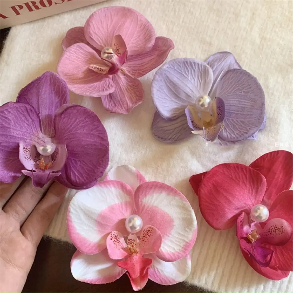 Accesorios para el cabello Clip para el cabello de flores, adorno para el cabello de orquídeas rosas, pasadores bohemios, pasadores laterales, tocado, horquilla de orquídeas