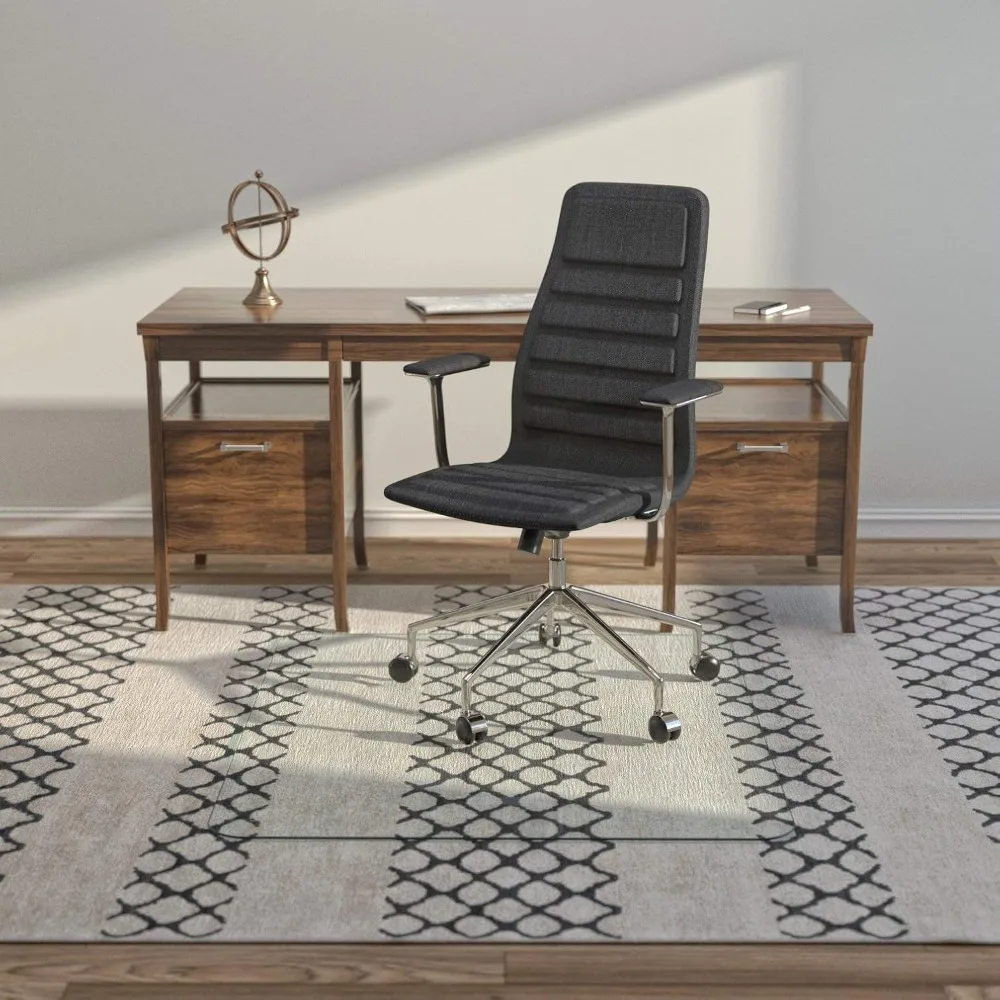 

Office Chair Mat – 42” x 48” Desk Mat with Ultra-Clear Safety Glass/Creates Smooth, Easy Glide/Protects Against Carpet