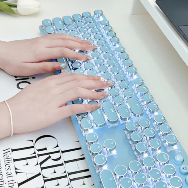 Mechanical keyboard and mouse set, cute female esports game wired