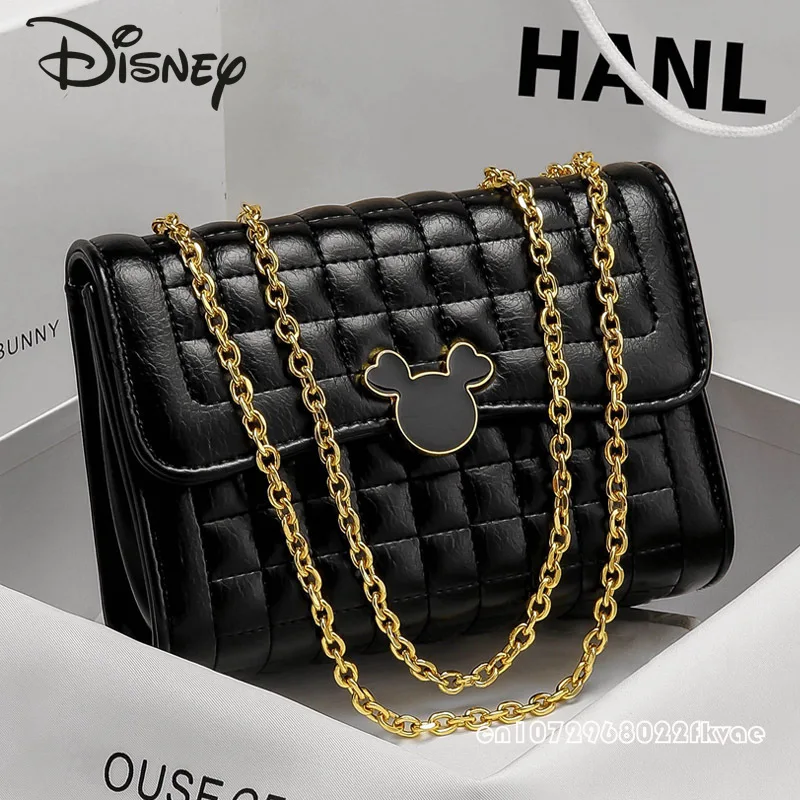 Disney Mickey's New Women's Crossbody Bag Fashionable High Quality Women's Handbag Solid Color High Grade Girl Chain Bag