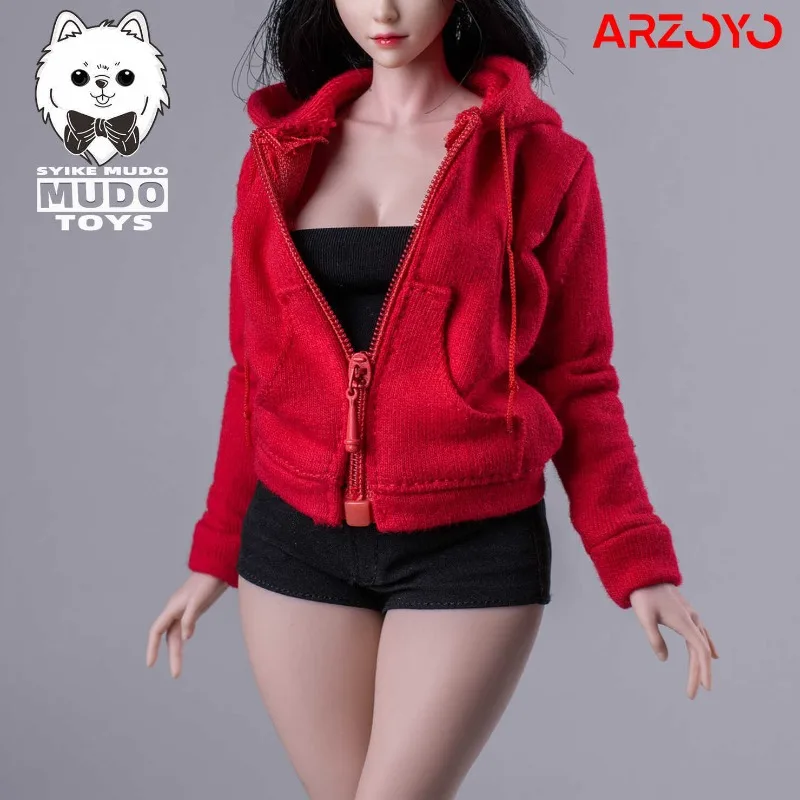 CTC-006 1/6 Scale Female Zipper Hooded Sweatshirt Jacket Coat Tops Clothes Model Fit 12'' Soldier Action Figure Body Dolls