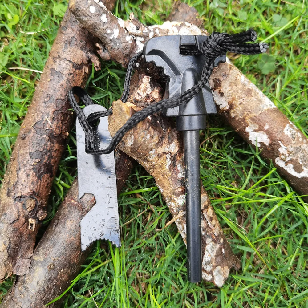 Bear Grylls Survival Fire Starter Magnesium Flint Rod, Portable Emergency Firesteel Kit Compass Whistle for Camping Hiking Tool