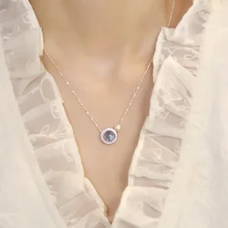 925 Sterling Silver Blue Zircon Necklace With Sparkling Pearl Collarbone Chain Suitable For Giving Girlfriend Gifts Jewelry