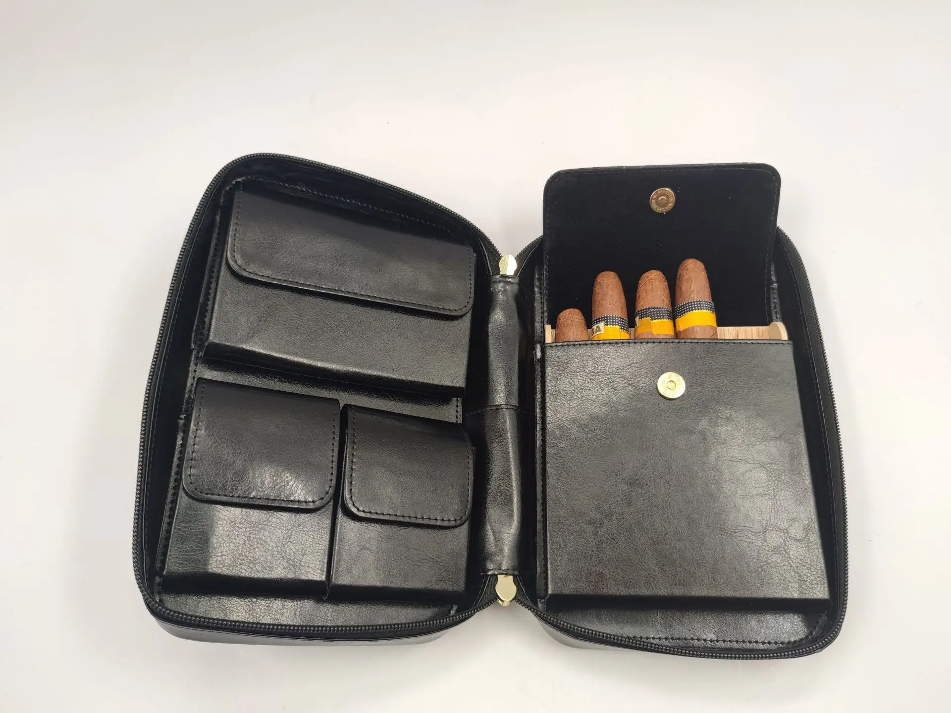 Gadgets Real Genuine Leather Cigar Case Travel Cigar Humidor Box Portable Humidor Bag Cigar Box Fit 5 Cigars