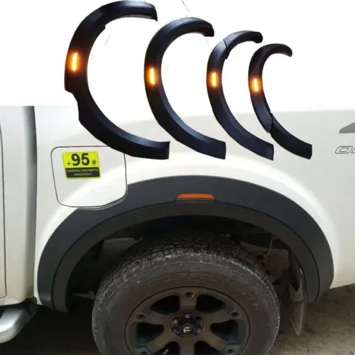 For nissan navara frontier np300 d23 2021-2023 car wheel arch fender flares with led lights wheel eyebrow trim covers