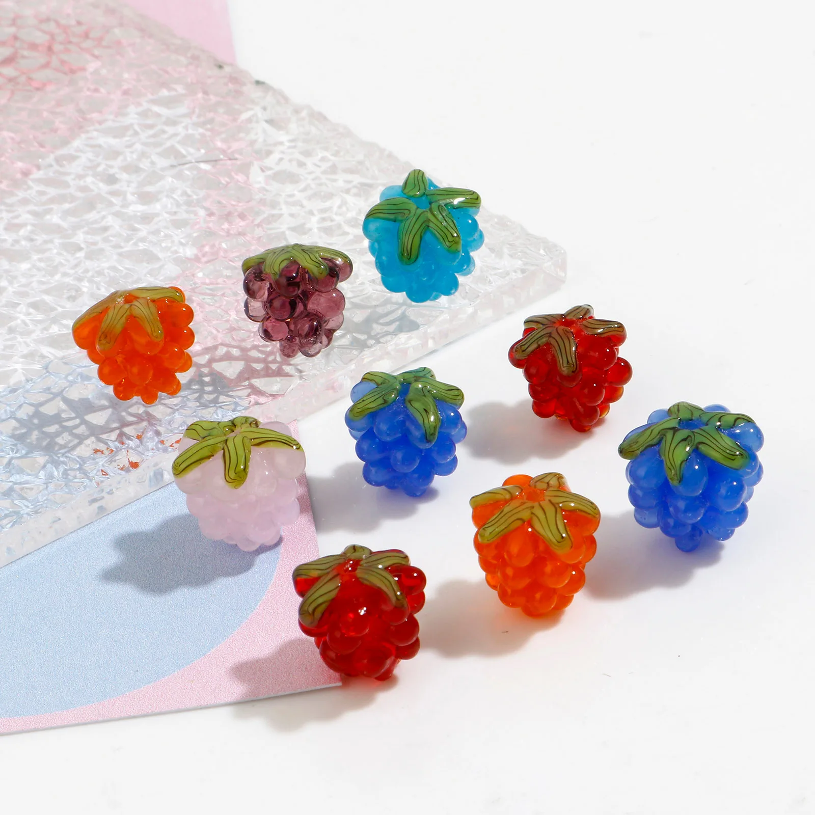 2PC 3D owoce winogron Lampwork paciorki szklane Multicolor Spacer koraliki DIY dokonywanie naszyjnik bransoletki akcesoria do wyrobu biżuterii 13x12mm