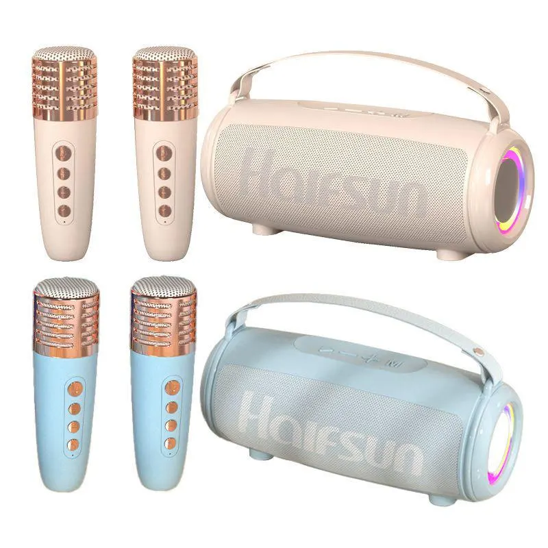 مكبرات صوت بلوتوث صغيرة محمولة مع ميكروفون مزدوج ، مضخم صوت كاريوكي ، باس قوي ، USB ، AUX ، مدعومة لحفلات السفر في الهواء الطلق