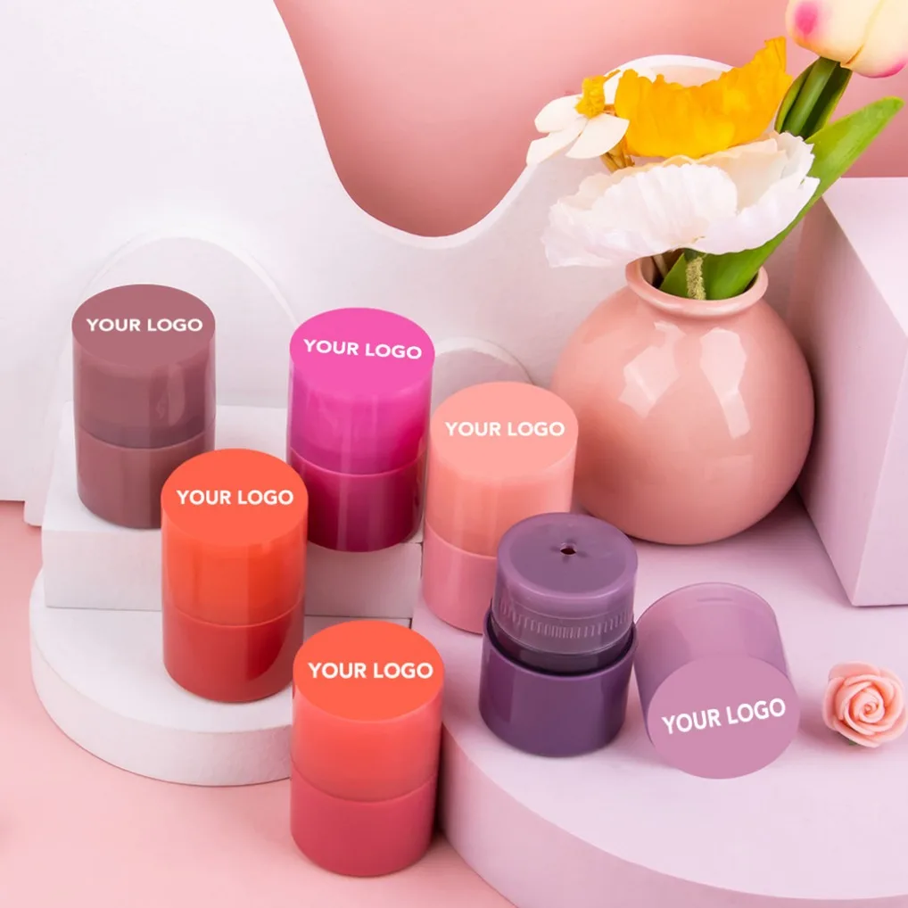 6 colori frutta idratante balsamo per le labbra maschera base trucco sbiadisce linee labbra anti-screpolature per la cura delle labbra rossetto etichetta privata personalizzata