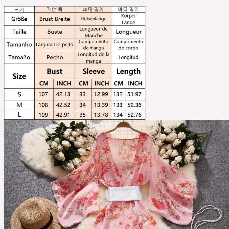 女性のための日本の桜柄の着物,透明な花びらの袖のドレス,セクシーでカジュアルなバスローブ,不規則なロングブラウス,新しい