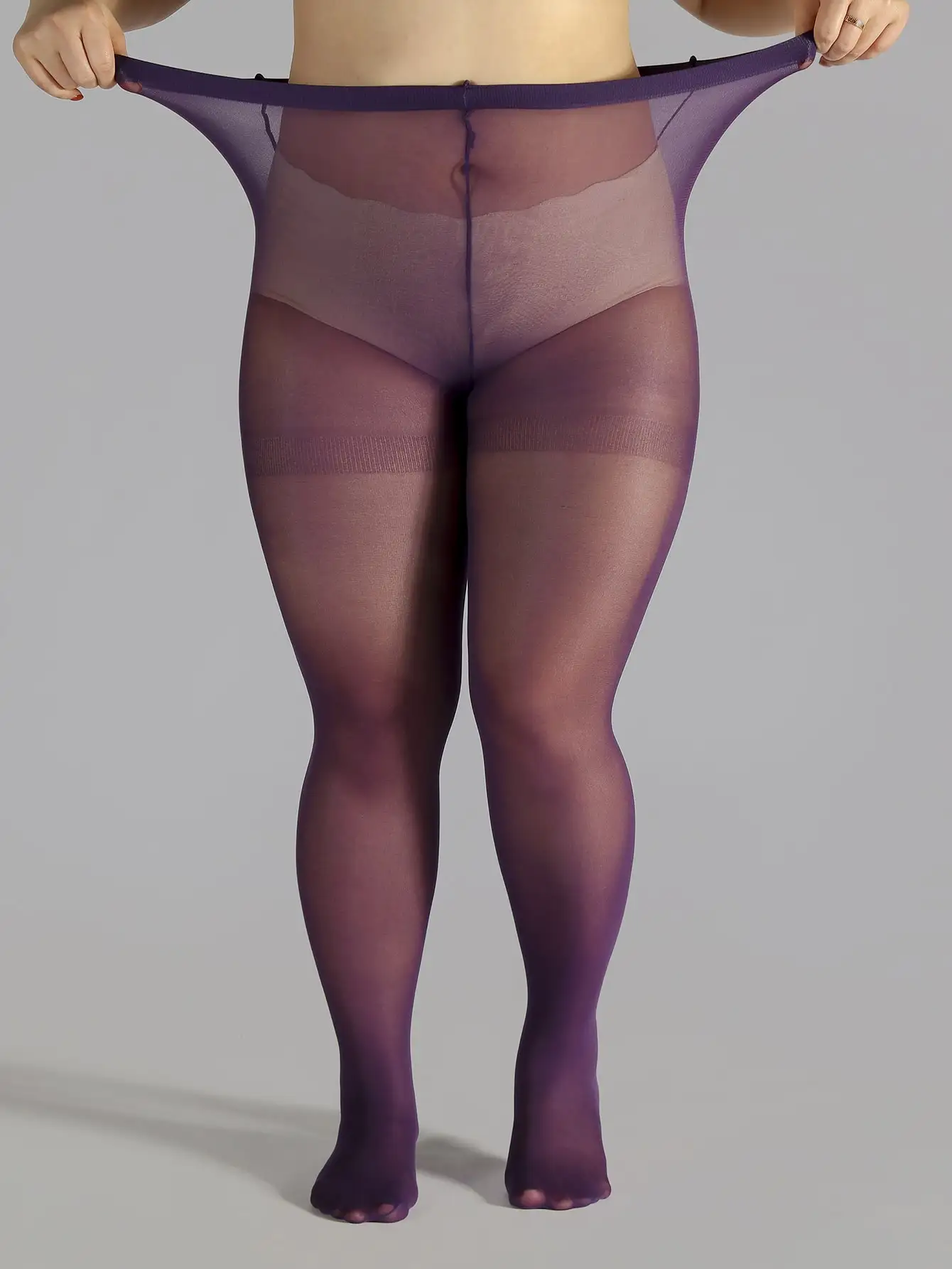 Jeden zestaw Plus Size Solid Color slim Elastyczne, wszechstronne, ultracienkie, przezroczyste pończochy, duże rajstopy damskie — zdjęcie 4