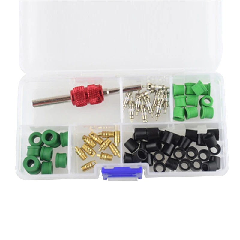 

71pcs Car Air Conditioner Repair Tools Assortment Kit with A/C Valve Core Hose Gaskets