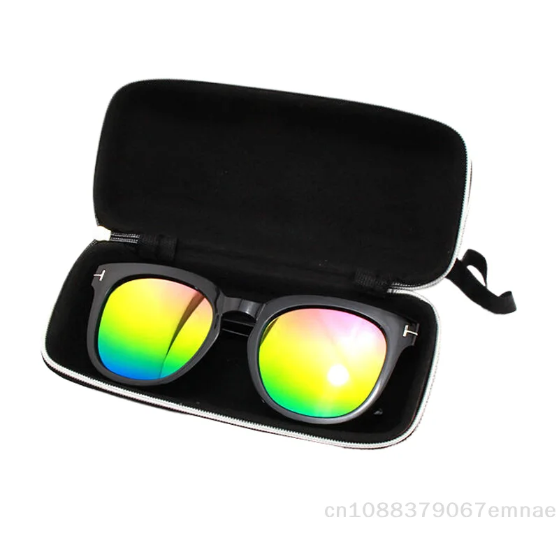 [ZYAS]Portable Zipper Sunglasses Case Box Unisex Vintage Black Hard Shell Eyeglasses Protector Eyeglasses Accessories