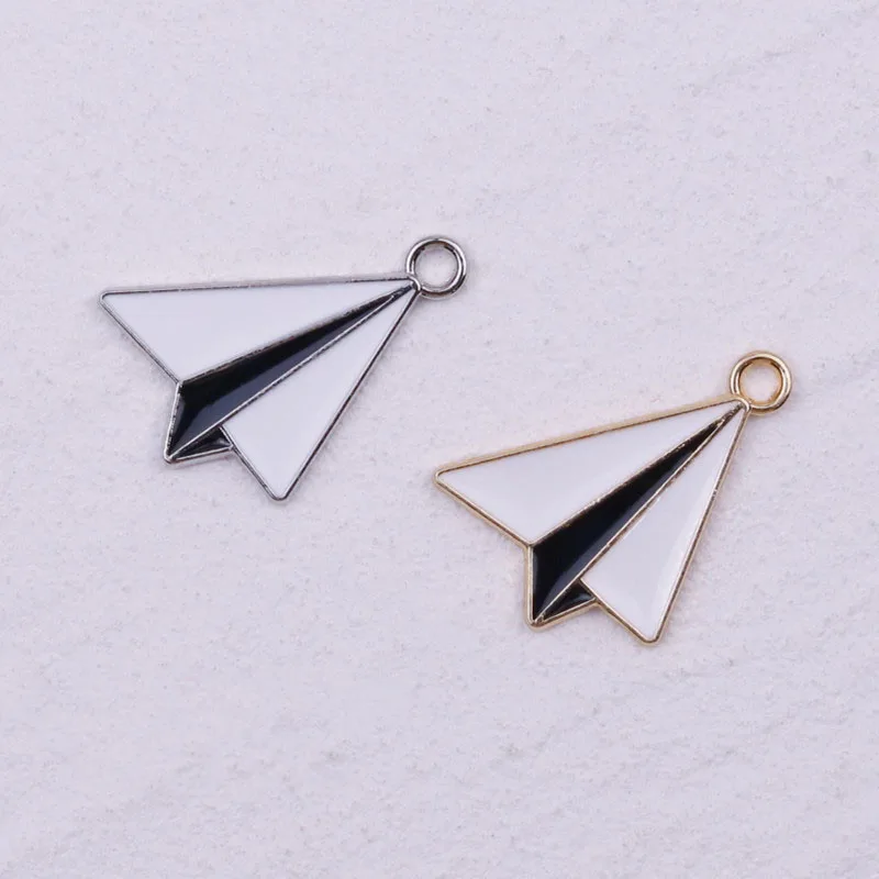 2Pcs Childhood Folded Paper Airplane Alloy Oil Drip Accessories DIY Keychain Bracelet Necklace Pendant