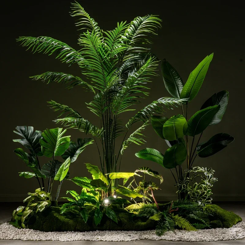 

Комбинированный ландшафтный декор: искусственное дерево для интерьера, оформление витрин, зеленые растения, ландшафтный бонсай для декора